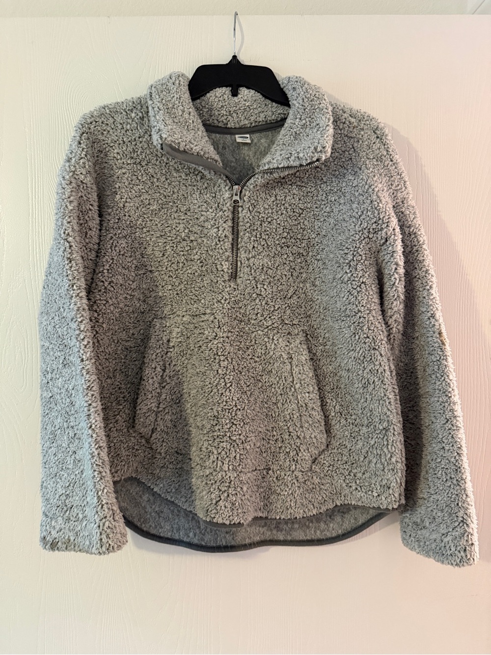 Old Navy Cozy Gray Sherpa Pullover Jacket - Women's Half-Zip